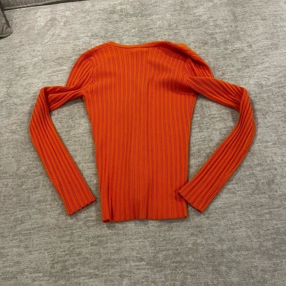 Open Edit Slim Fit Ribbed Cardigan Orange Safety Medium - Picture 4 of 4